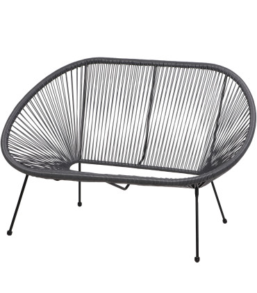 Canapé de jardin 2 places en résine gris anthracite Strings 137x92x85cm