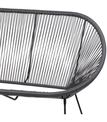 Canapé de jardin 2 places en résine gris anthracite Strings 137x92x85cm