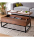 Table basse avec rangement effet bois foncé et noir 100x55x40cm