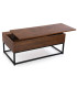 Table basse avec rangement effet bois foncé et noir 100x55x40cm