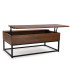 Table basse avec rangement effet bois foncé et noir 100x55x40cm