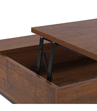 Table basse avec rangement effet bois foncé et noir 100x55x40cm