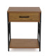 Table de chevet effet bois et métal noir 48x40x60cm
