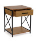 Table de chevet effet bois et métal noir 48x40x60cm