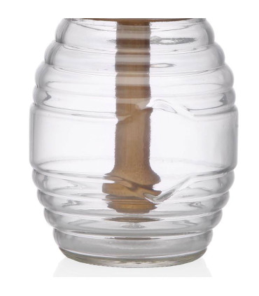 Pot à miel verre et bambou 8.3x8.3x14.2cm