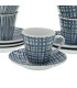 Set de 6 tasses avec dessous de tasses en porcelaine bleue et blanche