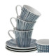 Set de 6 tasses avec dessous de tasses en porcelaine bleue et blanche