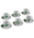 Set de 6 tasses avec dessous de tasses en porcelaine motifs palmiers