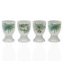 Set de 4 coquetiers en porcelaine blanche motifs palmiers 4.5x4.5x6.5cm