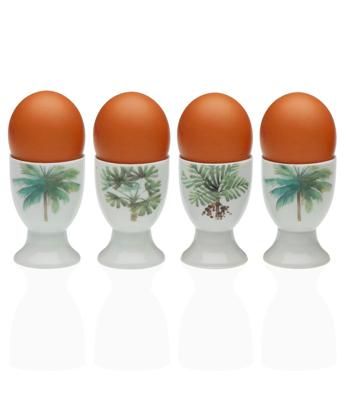 Lot De 4 Coquetiers En Porcelaine Blanche NERTHUS - Élégants, Empilables, Avec Plateau - Pour œufs à La Coque, Petit-déjeuner, Brunch - 10