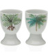 Set de 4 coquetiers en porcelaine blanche motifs palmiers 4.5x4.5x6.5cm