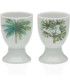 Set de 4 coquetiers en porcelaine blanche motifs palmiers 4.5x4.5x6.5cm