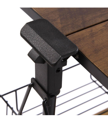 Table roulante pliable noir et effet bois 68x40x70cm