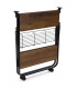 Table roulante pliable noir et effet bois 68x40x70cm