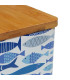 Salt Conservation Pot white ceramic and bamboo 12x12x11.5cm