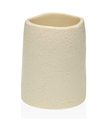 Porte brosse à dents en résine beige 7.5x7.5x10.5cm