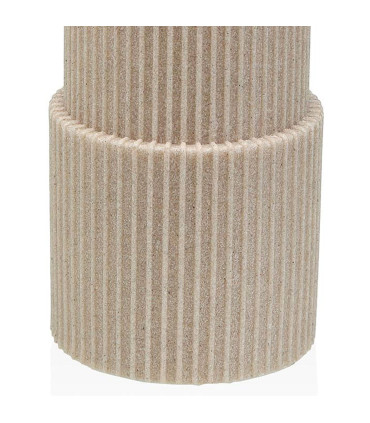 Distributeur de savon en résine beige stries 7.5x7.5x10.5cm