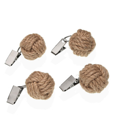 Set de 4 poids de nappe noeuds corde jute 3.8x3.8x3.8cm