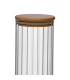 Bocal cuisine en verre strié avec bouchon bambou 800ml