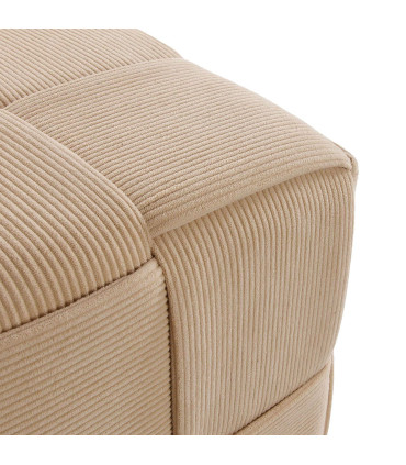 Pouf en velours côtelé beige carré 43x43x43cm