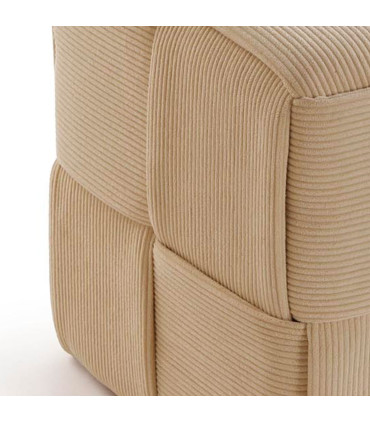 Pouf en velours côtelé beige carré 43x43x43cm