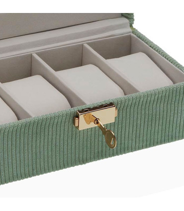 Boîte à bijoux en velours côtelé vert 21x11.5x8cm