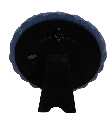 Cadre photo rond mural ou à poser en résine bleu 16x16x2cm
