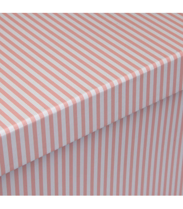 Set de 15 boîtes de rangement rayées blanc et rose