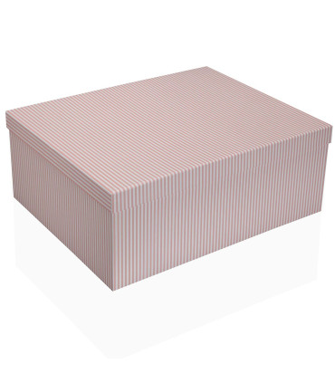 Set de 15 boîtes de rangement rayées blanc et rose