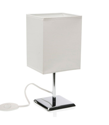 Lampe à poser en métal chromé et abat jour blanc 11x13x27.5cm