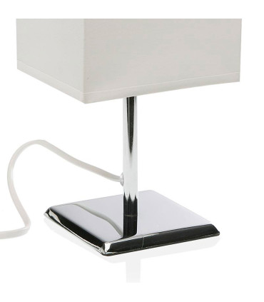 Lampe à poser en métal chromé et abat jour blanc 11x13x27.5cm