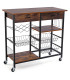 Kitchen Side Table on Wheels White and Wood 60x20x87.5cm