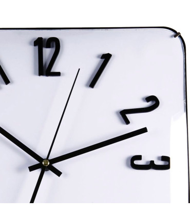 Horloge murale carrée en verre noir et blanc 31x31x5.5cm