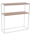 Console d'entrée effet bois et métal blanc 90x30x90cm