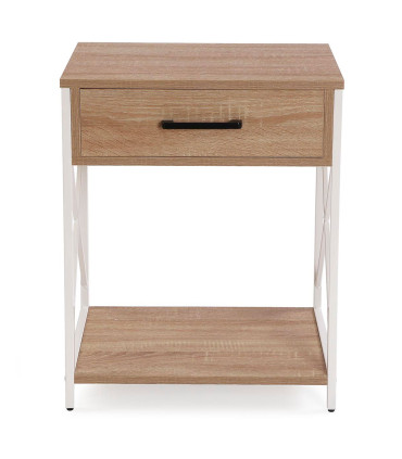 Night Stand MDF Wood and black metal 48x40x60cm