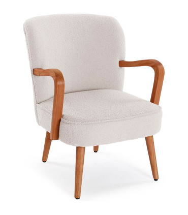 Wood and white Armchair 77x65x73cm