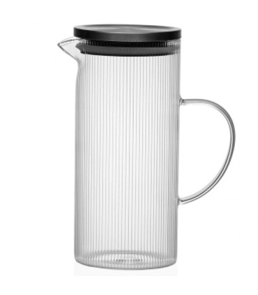 Carafe en verre strié 1.4L 15x10x22cm