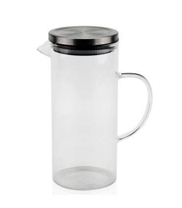 Carafe en verre strié 1.4L 15x10x22cm