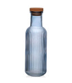 Carafe bouteille en verre strié bleu 1L 9x9x28cm