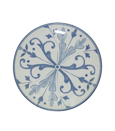 Service de 18 assiettes en porcelaine florale bleue: plates, creuses et à dessert