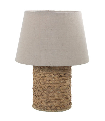 Lampe à poser en osier tressé et abat-jour beige 25x25x32cm