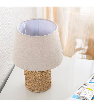 Table Lamp Rattan and Beige lampshade 39x39x55cm
