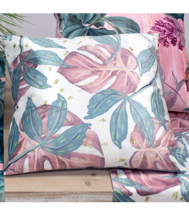 Cushion Polyester blue and gold gingko  - 45x45cm