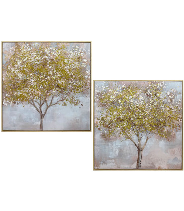 Set de 2 tableaux décoratifs arbres 80x3.5x80cm