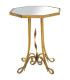 Round Side Table Golden Metal and Mirror
