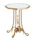 Round Side Table Golden Metal and Mirror