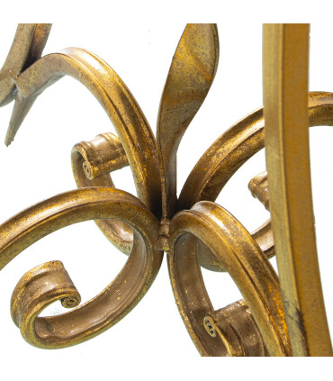 Round Side Table Golden Metal and Mirror