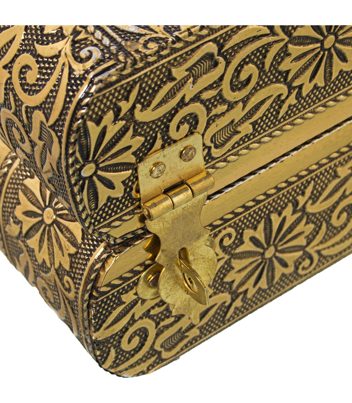 Boîte à Bijoux Musicale - Métal Doré, Tissu Intérieur - Occasion - Vintage