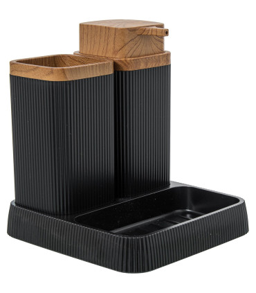 Set salle de bain acrylique noir 15x16x15cm