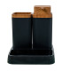 Set salle de bain acrylique noir 15x16x15cm